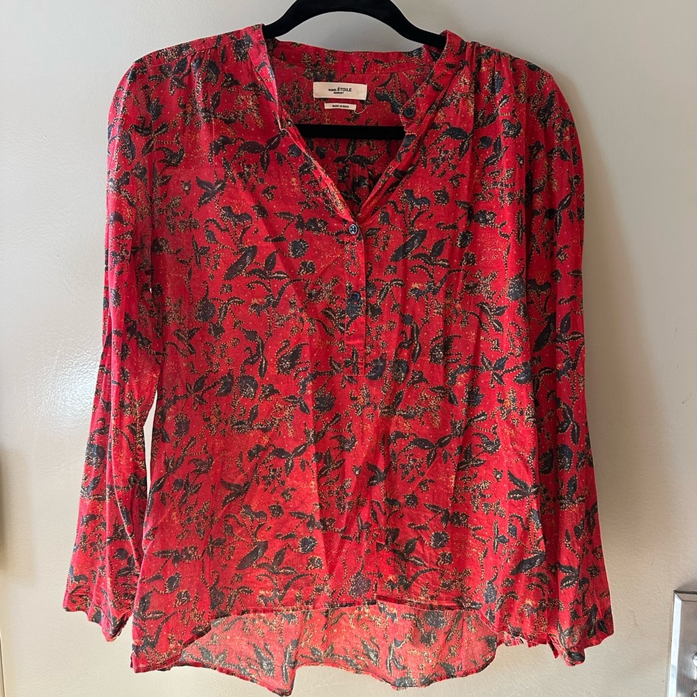 Isabel Marant Ètoile size 36 red floral sheer top blouse